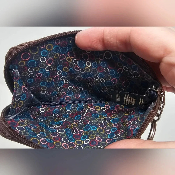 Fossil Small Brown Leather ID Card Coin Holder Logo Key Ring Multi-Pocket Wallet - Picture 8 of 11